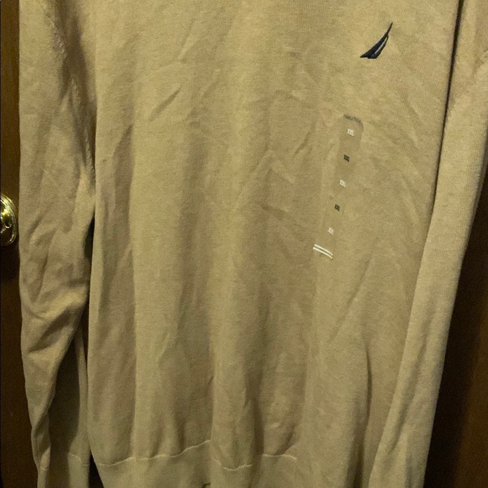 Nautica Men's V-Neck Sweater in Beige